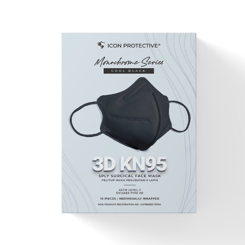 3D KN95 5PLY SURGICAL FACE MASK 10S (COOL BLACK)
